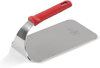 Vollrath 50661 1.6 lb Flat-Bottom Steak Weight Press with Removable Red Silicone Ergonomic Handle for Grill Food Truck Burger Bacon | Heat Resistant up to 450°F, 9"L x 4-3/4"W, Stainless Steel, NSF