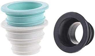 KPNG Drain Pipe Seal Hose Silicone Plug, Silicone Kitchen Pipe Deodorant Sewer Ring Washing Machine Drain Pipe Connector for Floor Drain Basin Bathroom Kitchen Sink Laundry Room (3 Piece Black)
