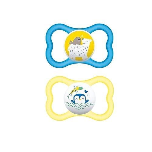 MAM Air Baby Pacifier, For Sensitive Skin, Sterilizer Case, 2 Pack, 16+ Months, Boy
