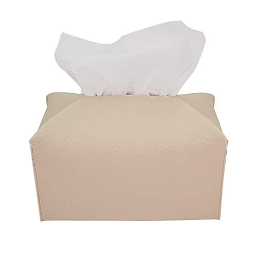 Premium Tissue felt Leather Covers, Decorative Square Tissues Dispenser Clear Cover holders for Toilet bathroom Box Holder, Rectangular unique Paper facial dispensor organizer for car (Cream Ivory)