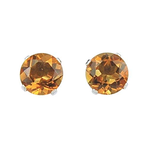 Madeira Citrine Gemstone 6mm Stud Earrings Sterling Silver
