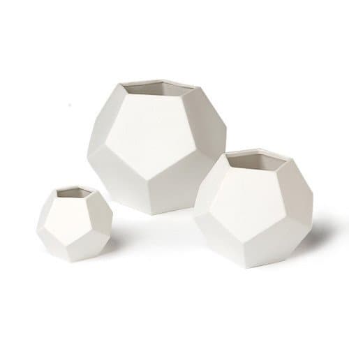 White Faceted Vase, Small