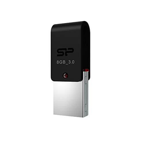 Silicon Power X31 8GB Android Dual USB Flash Drive, Silver/Black (SP008GBUF3X31V1K)