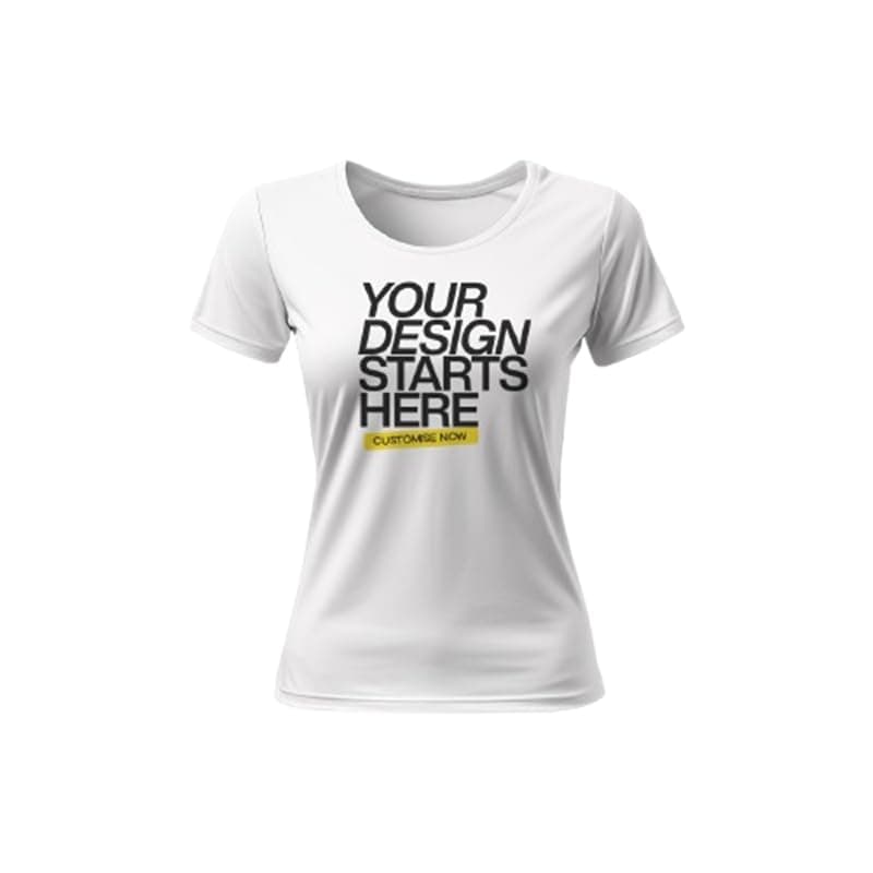 Printodelivery Customized & Personalised Custom Basic Cotton Women�s Dryfit Material T -Shirt, Any Image or Text Printed White, Half Sleeve, Round Neck, Customised Women T-Shirt