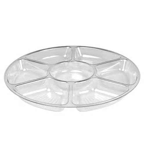 Fineline Settings Platter Pleasers 7-Compartment Tray, 16-Inch, Clear