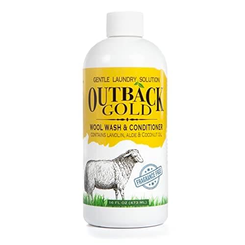 Outback Gold Wool Wash, 16 Oz, HE Compatible, Plant Based, Unscented, Fragrance Free, Neutral pH Laundry Detergent for Wool, Cashmere, Silk, Sheepskin, Baby Items, Mild and Enzyme Free, Made in USA