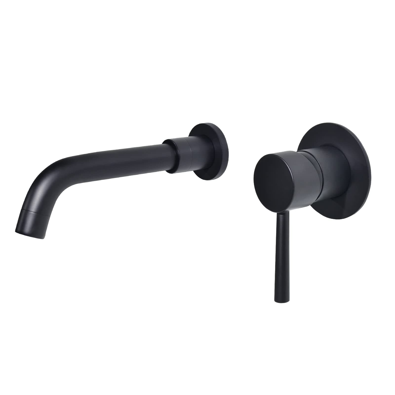 PHASAT Wall Mounted Basin Mixer Taps Black Brass Basin Tap with 360 Degrees Rotating Spout PTBB06E