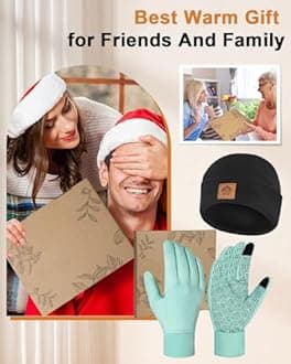 RIGWARL Winter Mens Hat and Gloves Set for 32-50℉, Soft Hat and Touchscreen Gloves for Men Women, Beanie and Glove for Unisex