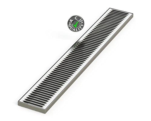 0100-36 5" x 36" x 3/4 Surface Mount Drip Tray - No Drain - Stainless Steel # 4 Brushed Finish, 0.75" Height, 5" Width, 36" Length