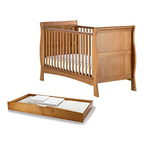 Izziwotnot Bailey 2 Piece Sleigh Cot Bed & Under Bed Drawer Set, Oak