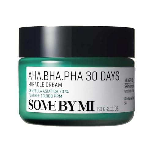 SOME BY MI AHA. BHA. PHA 30 Days Miracle Cream, 60 g, Mild Skin Barrier Cream, Acne-Fighting, for Sensitive Skin, Calming, Cleanse + Protect Skin, Anti-wrinkle, Natural Ingredient, Korean Skin Care