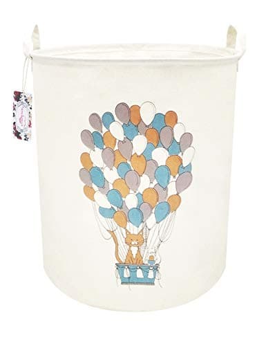 TIBAOLOVER 19.7" Large Sized Waterproof Foldable Canvas Laundry Hamper Bucket with Handles for Storage Bin,Kids Room,Home Organizer,Nursery Storage,Baby Hamper (Balloon)