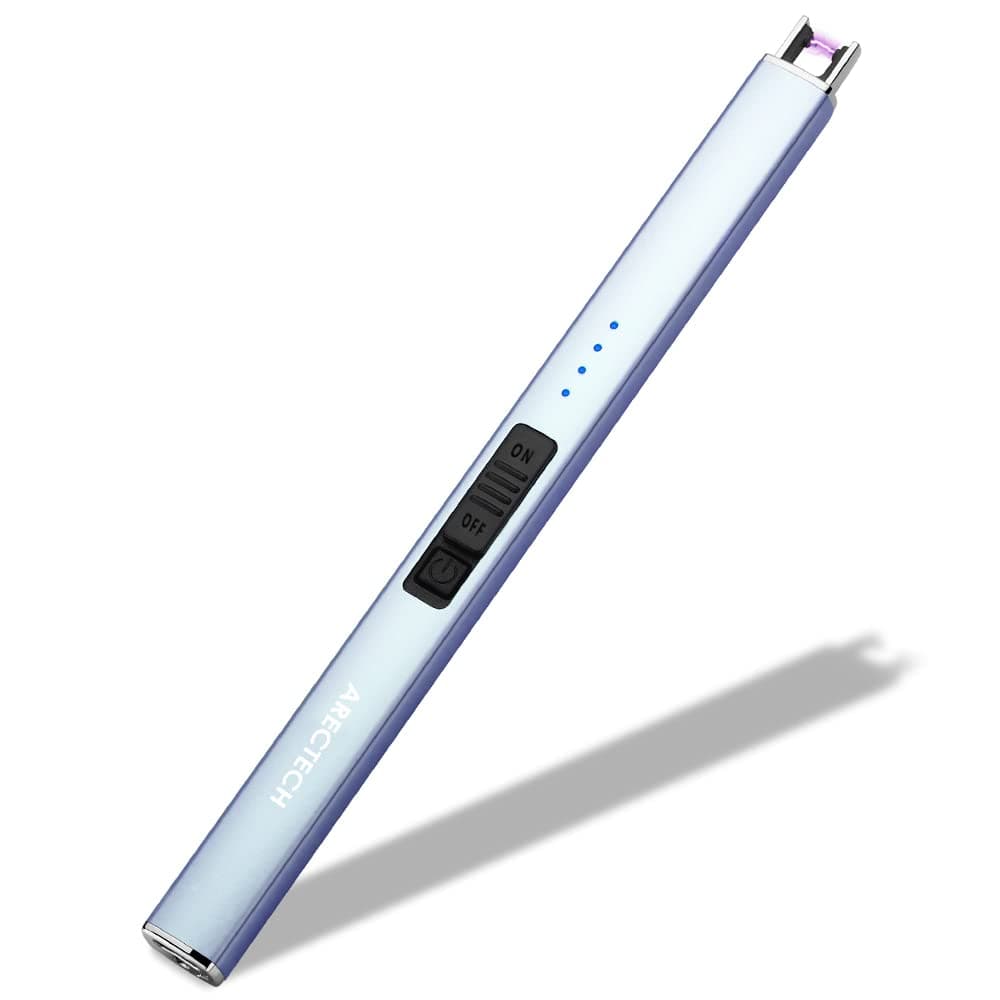 ARECTECH Electric Candle Lighter with Type-C Cable Birthday Gift for Man Women Wife Rechargeable Plasma Arc Lighters for Candle Camping Kitchen Stove Blue