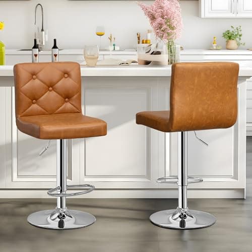 Adjustable Bar Stools Set of 2, Bar Height Stools for Kitchen Counter,Brown