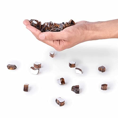 Celestial Fire Glass High Gloss 1/2" Reflective Tempered Glass Cosmic Copper 10lb Jar