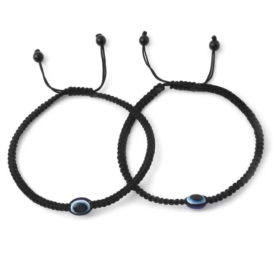 Evil Eye Anklets | Adjustable Black Thread Anklets with Charms for Women & Girls | Pack of 2 | Stylish Protective Anklets (AT ANK 002)