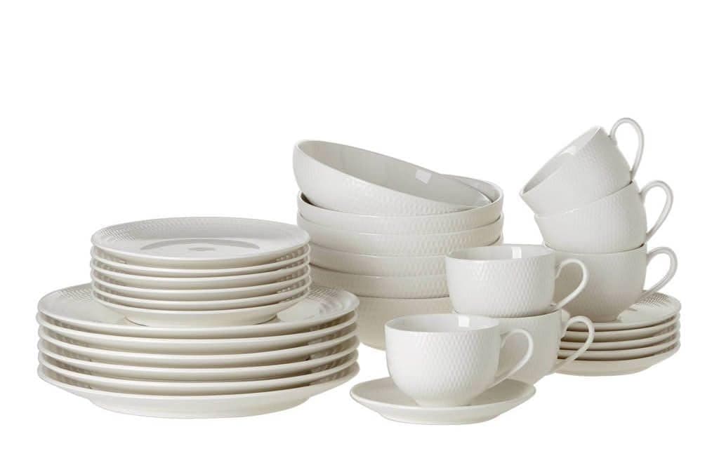 Maxwell & Williams DV0068 Diamonds Coffee and Table Set 30 Pieces Porcelain White in Gift Box