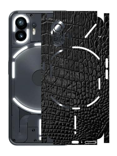 AtOdds - Full Body Back Screen Guard Protector Film - 3D Textured Lamination Wrap Skin Sticker for Nothing Phone 2 (5G) | Scratchproof Matte Finish (Design - Black Crocodile)