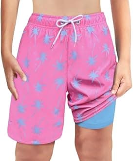 Boys Swim Trunks Bathing Suit Swim Shorts for Boys Swimming Trunks with Boxer Brief Liner Swimsuit Board Shorts