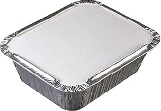 (Pack of 25) Aluminium Foil Food Containers with Lids for Catering Christmas Party Picnic & Food Storage Meal Prep Microwave Safe Disposable Tin Tray Dishes (120, Rectangular, 100, Foil Container)