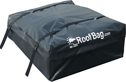 RoofBag Rooftop Cargo Carrier Bundle + Protective Mat + Storage Bag + Heavy Duty Straps|Premium 100% Waterproof| Made in USA|2 Yr Warranty | Fits All Cars: with or Without Rack
