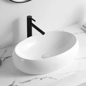 REMANENCE Wash Basin Countertop | Tabletop Ceramic Bathroom Sink | Wash Basin Over Counter | Ceramic Wash Basin (White Glossy)