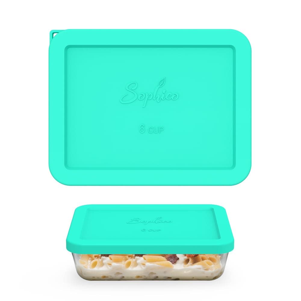 Sophico 6 Cup Rectangle Silicone Storage Cover Lids Replacement for Pyrex 7211-PC Glass Bowls, Container not Included (Mint-1pack)