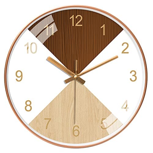 STAR WORK Non Ticking Silent Quartz Clock for Bedroom Hall Living Room Office | Mute and Quiet Wall Clocks| Home Decorative Art Collection (Wood Brown)