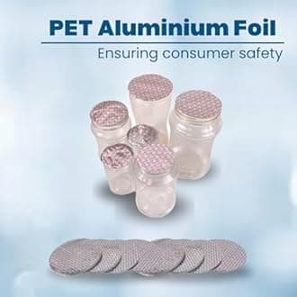 SMART PACK Aluminum Foil for Packing of PET (Transparent) Plastic Jars Material | Sealing, Bottle Packing, Silver Foil | One Piece Seal Liner | PET Type Size 45MM with 1000Piece