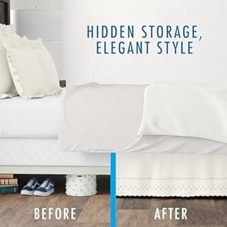 Fresh Ideas Eyelet Bed Skirt, Ruffled Design, 14 Inch Drop, Embroidered Scalloped Edge, Full, Ivory