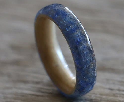 Bentwood Maple Ring with Crushed Blue Glass