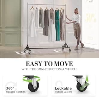 HOKEEPER Z Base Clothing Rack Heavy Duty Clothes Rack for Hanging Clothes Hold 400LBS Commercial Garment Rack with Wheels Adjustable Rolling Clothes Rack Portable Z 24" Dx63 Wx71 H, 4 Pack