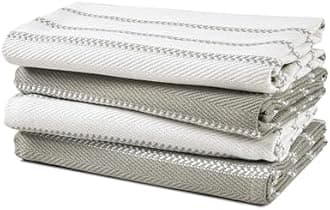 LANE LINEN Kitchen Towels Set - Pack of 4 Cotton Dish Towels for Drying Dishes, 18”x 28”, Absorbent Tea Towels, Quick Drying Kitchen Towel Set - Grey