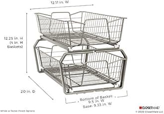 11-Inch Two Tier , Nickel : ClosetMaid 3088 2 Tier 11-Inch Wide Cabinet Organizer, Nickel