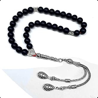 Gentle Men Collection- Prayer Beads-Worry Beads-Tesbih-Tasbih-Tasbeeh-Misbaha-Masbaha-Subha-Sebha-Rosary (Synthetic Black Onyx Stone -8 mm 33 beads-)