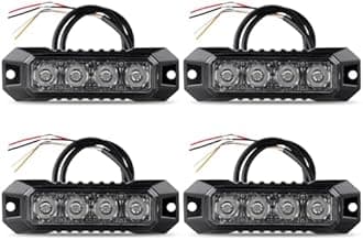 Raryloy 4-LED Surface Mount Strobe Lights for Trucks Car Vehicle Mini Grille Flashing Light Head Emergency Hazard Warning Grill Lamp Ultra Slim 4pcs Sync Feature (Blue)