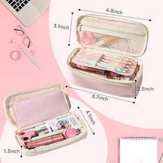 Janhavi Initial Large Capacity Premium Oxford Cute Aesthetic Pencil Case Pouch Bag Special School Supplies Colored Stationery Organizer Gifts for Girls, Women, Adults