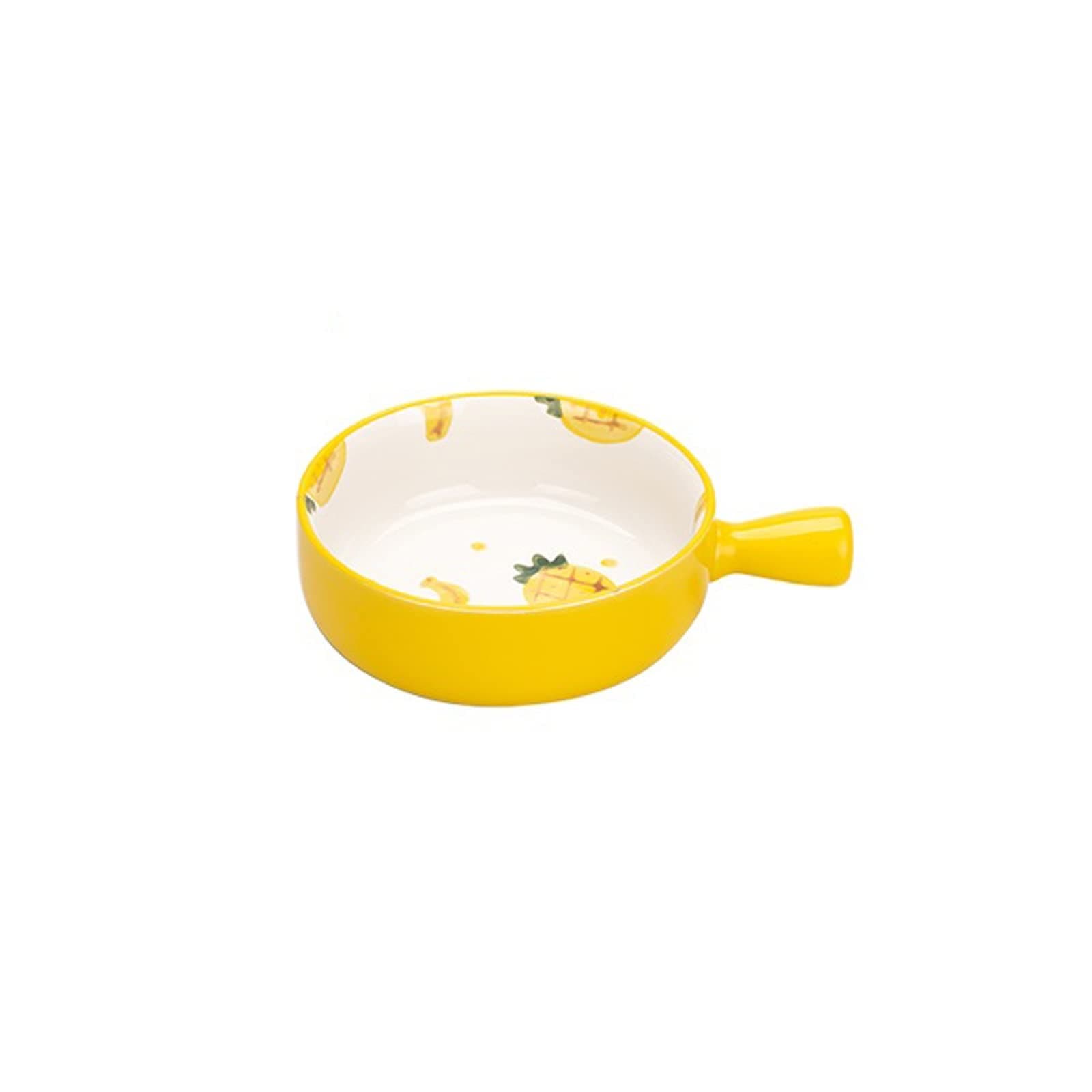 Kitchen Baking Dish 500ml Baking Dish Ceramic Salad Pasta Bowls Round Baking Tray with Handle Barbecue Cheese Bakeware Pan Cooking Bakeware (Color : C)