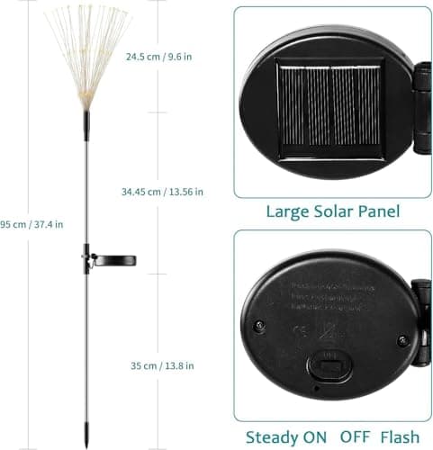 JJGoo Solar Firework Lights, 2 Pack 120 LEDs 2 Lighting Modes Solar Garden Lights Outdoor Waterproof for Yard Patio Walkway Pathway Party Wedding Christmas Decorative - Green and Purple