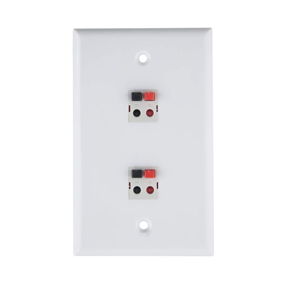 TENINYU 2-Port Speaker Jack Module Keystone Single Gang Wall Plate for Home Theater - White