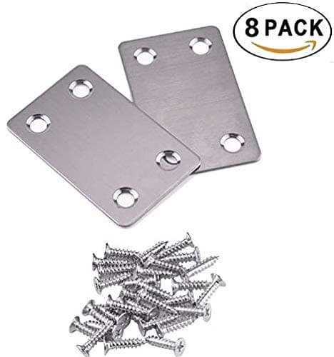 Wapour 8 Pieces 60mm x 38mm Joining Plate Bracket Flat Mending Plates with 32 Pieces Screws