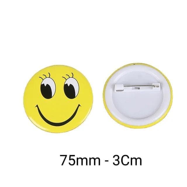 VTL Smily Face Badges Plastic Round Shape Button Pin Smily Face Badge for Students Colleges, Backpack, Bags, Size-30mm-3cm,(Small) Pack of 20 Pcs
