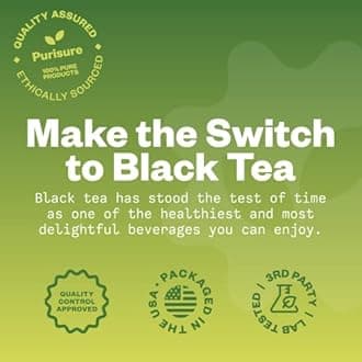 Purisure Instant Black Tea Powder, 125g, 100% Pure Unsweetened Black Tea Powder Dissolves Instantly, Convenient Naturally Caffeinated Black Tea, Delicious Hot or Cold, 125 servings