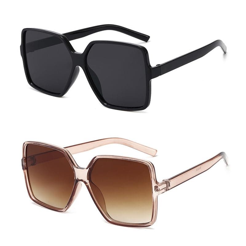TOMVAES2 Pack Oversized Frame Square Plane Sunglasses Women'S Big Face Round Face Thin Sunglasses Trendy Men'S Big Square Frame Street Shooting Glasses