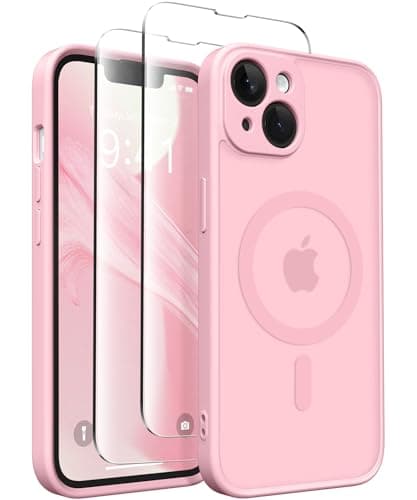 CAPRARO Magnetic for iPhone 14 Case, [Compatible with MagSafe] [Full Camera Protection] [14FT Drop Protection] Shockproof Protective Slim Translucent Phone Case iPhone 14, Peach Pink