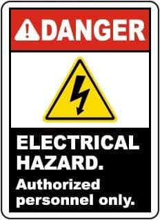 Danger Electrical Hazard. Authorized Personnel only Sign, Water Proof PVC Sticker Fixed on Foam Board with double side tape