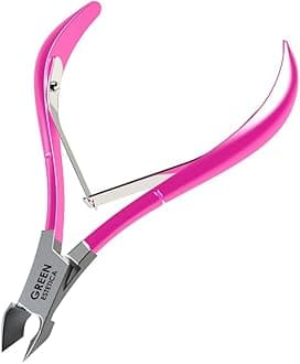 Professional Cuticle Trimmer Nail Cuticle Cutter Stainless Steel Cuticle Nippers with Sharp Blades of Cuticle Remover Clippers Manicure Tools Double Spring for Nail Care Pedicure Nail Tools (Pink)