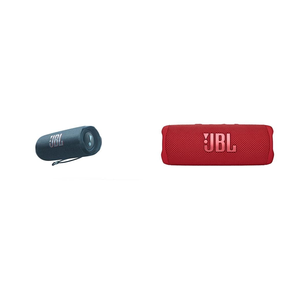 JBL Flip 6 Portable Bluetooth Speaker Bundle - Blue & Red, IPX7 Waterproof, 12 Hours Playtime