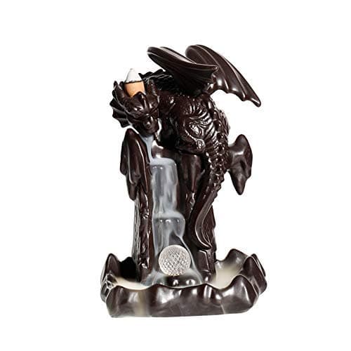 Handmade Fly Dragon Ceramic Incense Holder Backflow Incense Burner with LED Lights Figurine Incense Cone Holders Decorations Statue Ornaments Home Decor Gift