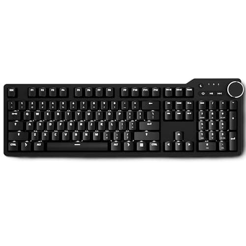 Das Keyboard 6 Professional Backlit Wired Mechanical Keyboard – Clicky Cherry MX Brown Switches, Shine-Through Keycaps, 2-Port USB C Hub, Media Controls, Durable Aluminum Enclosure, Volume Knob, NKRO